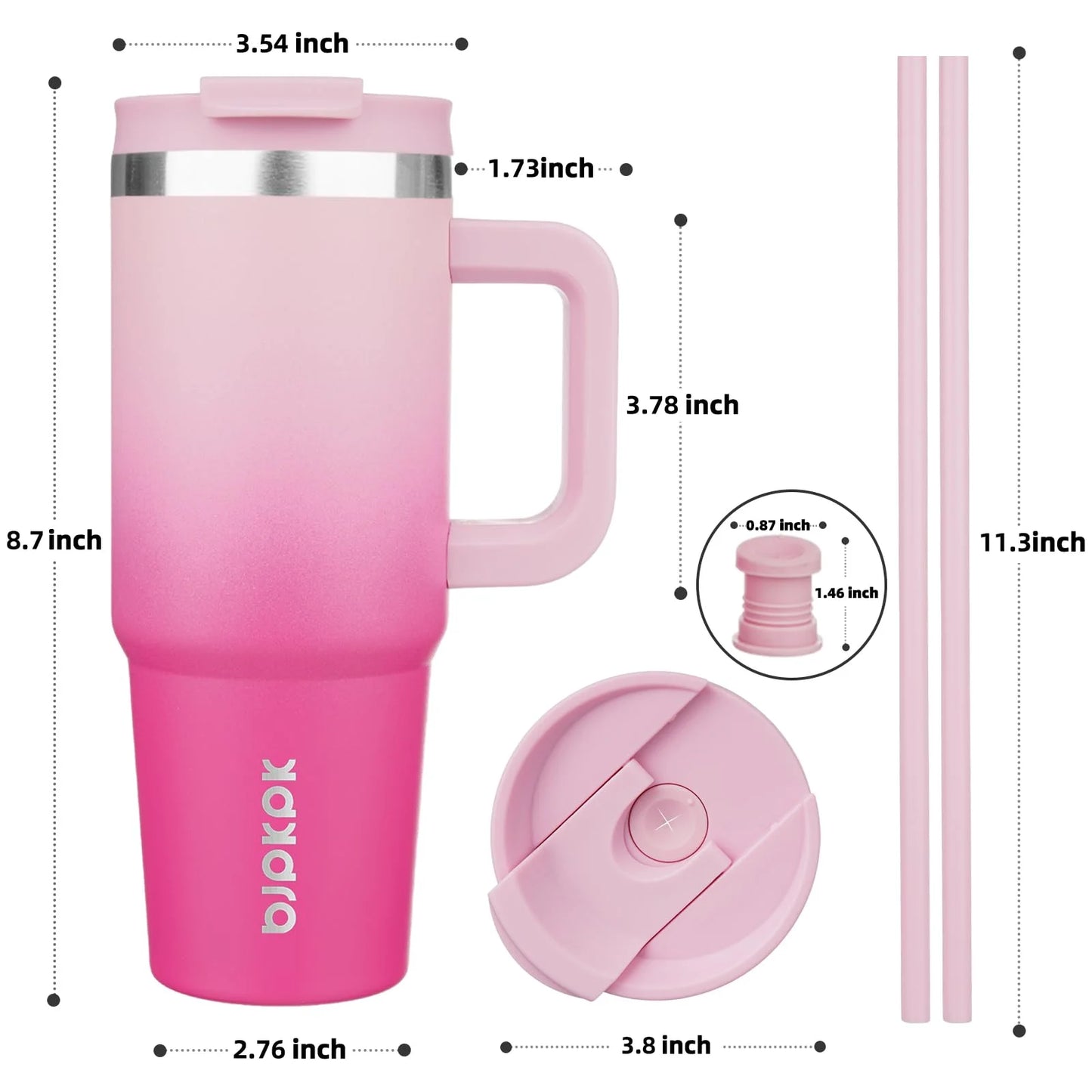 30Oz Stainless Steel Insulated Tumbler with Handle and Lid Straw Travel Coffee Mug Thermal Cup,Cherry Blossom
