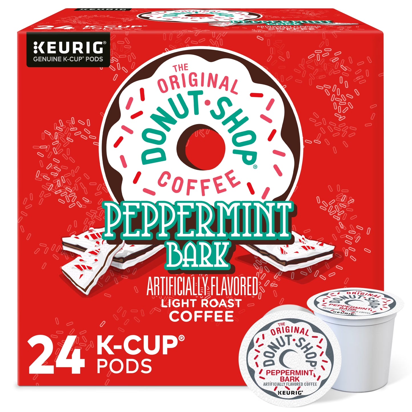 , Peppermint Bark Light Roast K-Cup Coffee Pods, 24 Count