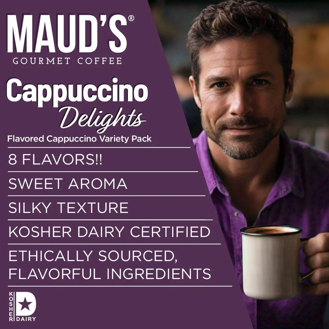Cappuccino Coffee Pods Variety Pack, 56 Ct, 8 Assorted Flavors, Recyclable Single Serve Pods – Compatible with Keurig K Cups Maker