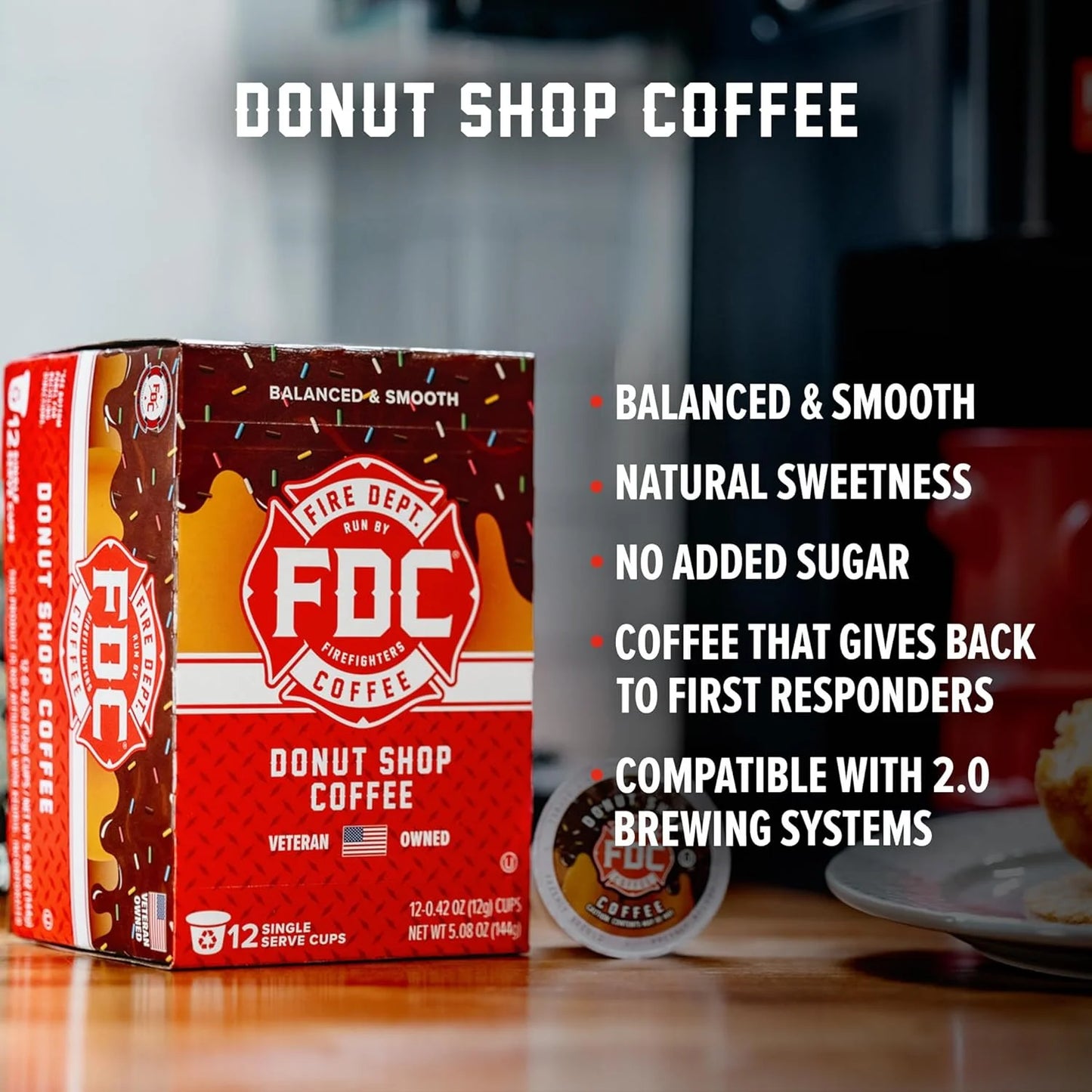 , Donut Shop Coffee Pods, Premium K-Cup Coffee Pods, Medium Roast (12 Pack)