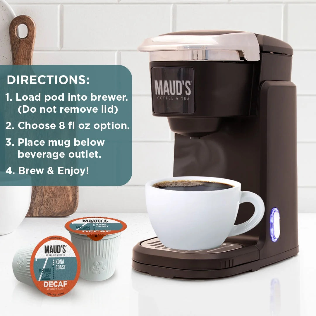 Decaf Kona Coffee Pods,100 Ct, Decaffeinated Medium Roast Coffee in Recyclable Single Serve Pods – 100% Arabica Beans, Compatible with Keurig K Cups Maker