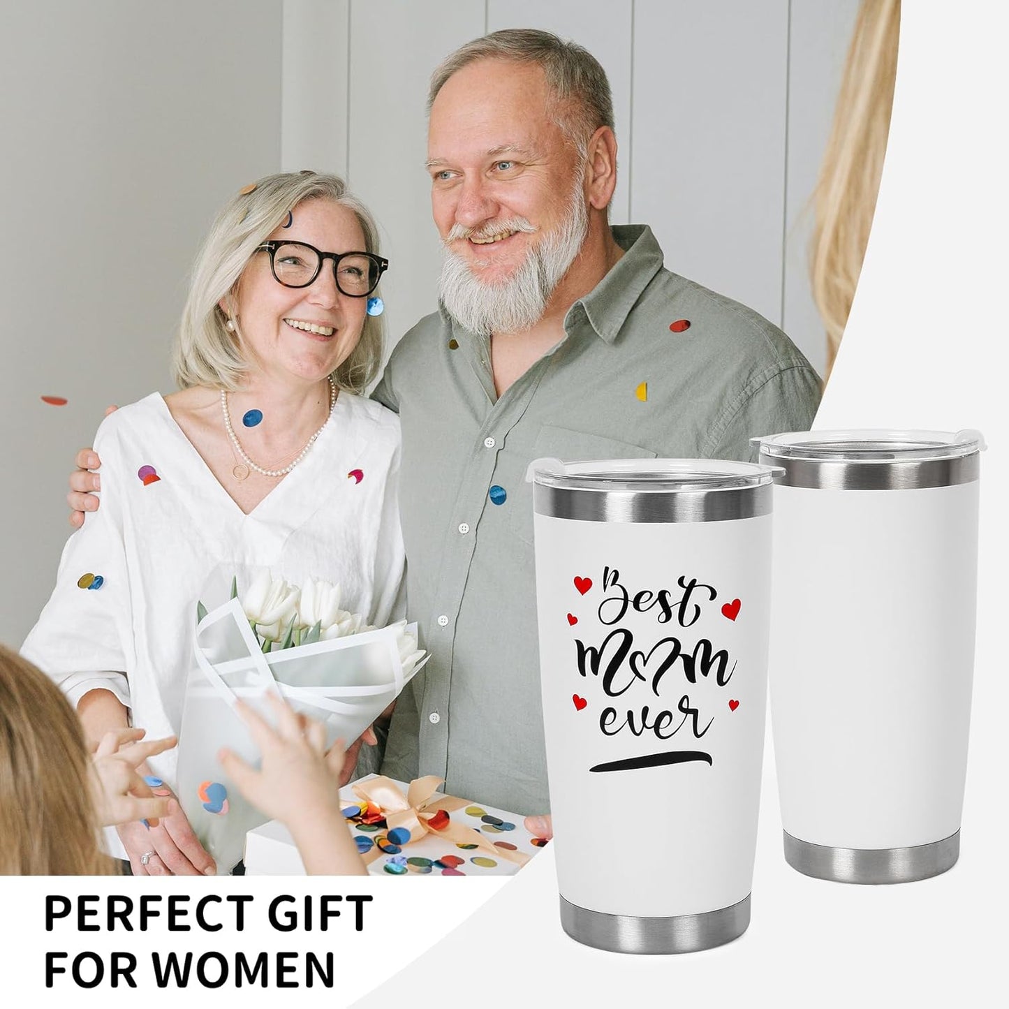 Best Mom Ever Gifts Mom Tumbler Mug, 20 Oz Coffee Tumbler Cup Gifts for Mom From