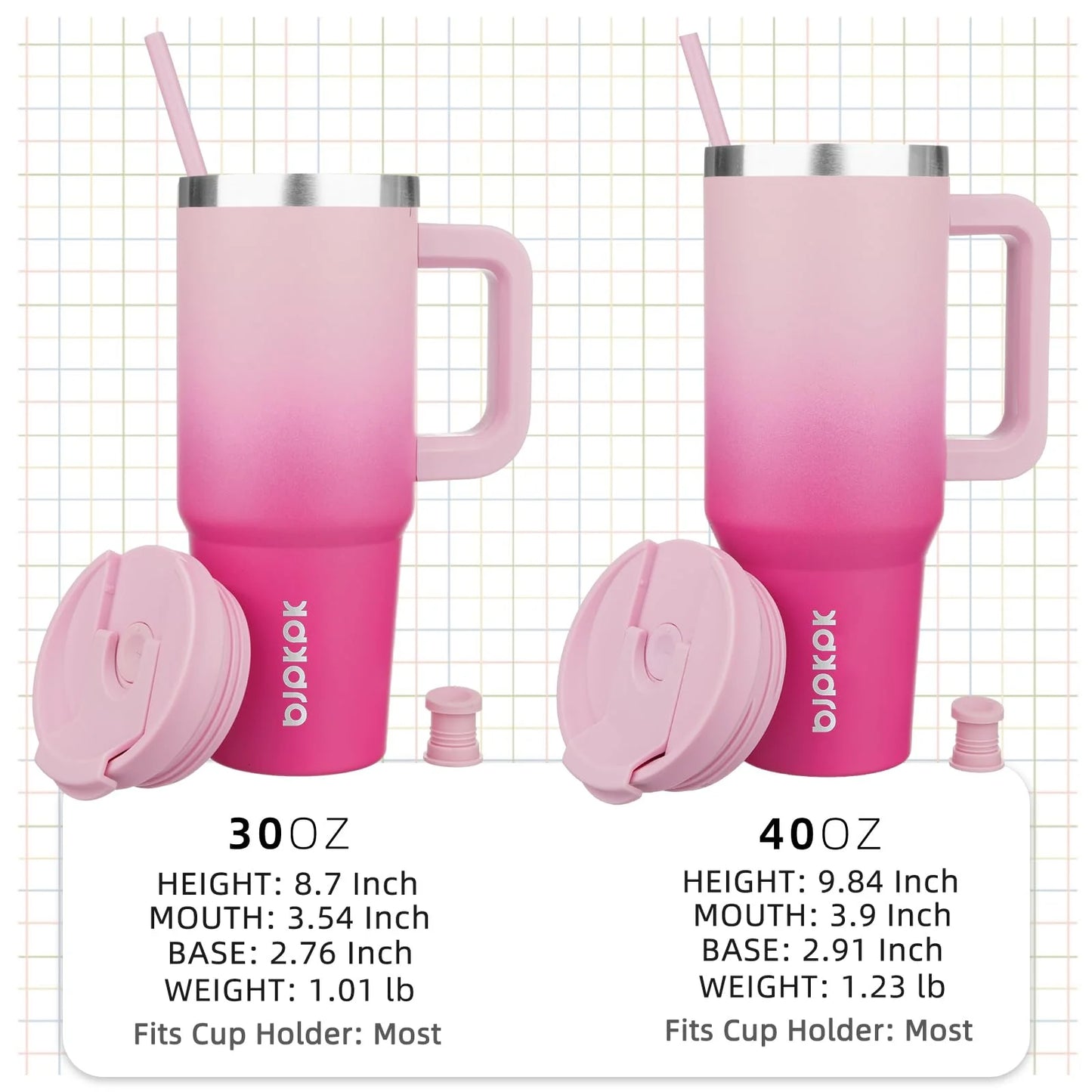 30Oz Stainless Steel Insulated Tumbler with Handle and Lid Straw Travel Coffee Mug Thermal Cup,Cherry Blossom