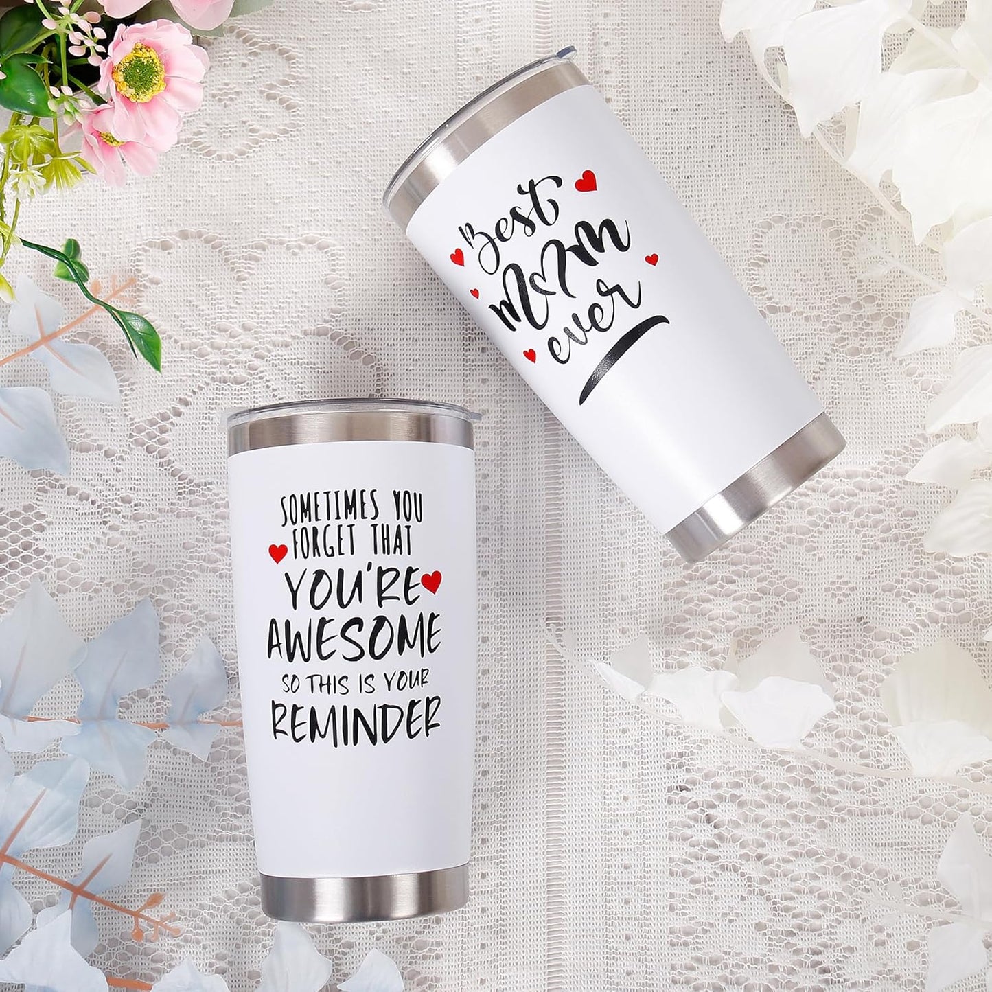 Best Mom Ever Gifts Mom Tumbler Mug, 20 Oz Coffee Tumbler Cup Gifts for Mom From
