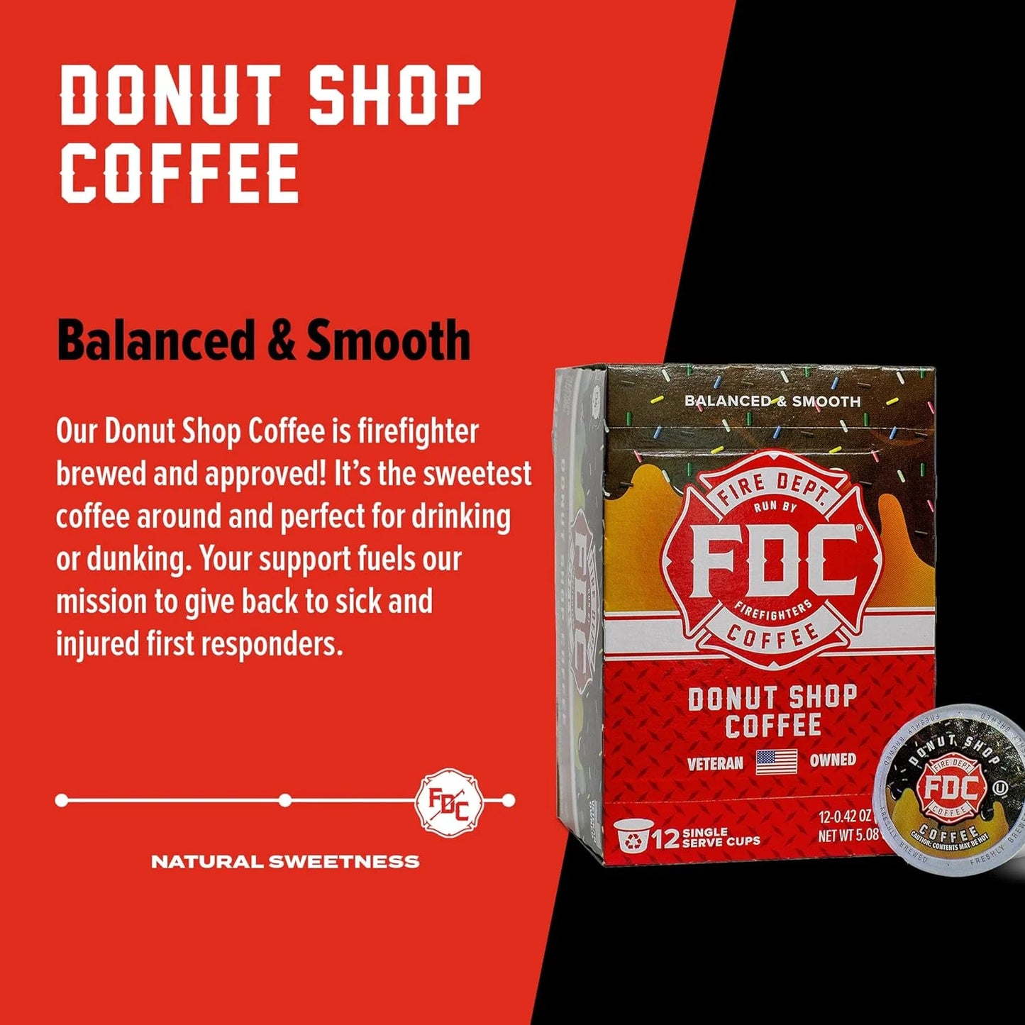 , Donut Shop Coffee Pods, Premium K-Cup Coffee Pods, Medium Roast (12 Pack)