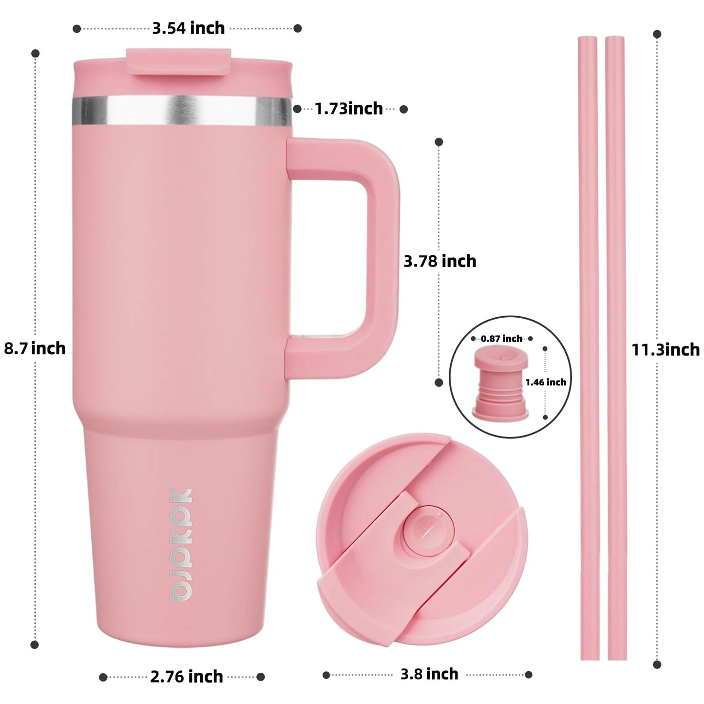 30Oz Stainless Steel Insulated Tumbler with Handle and Lid Straw Travel Coffee Mug Thermal Cup,Light Pink