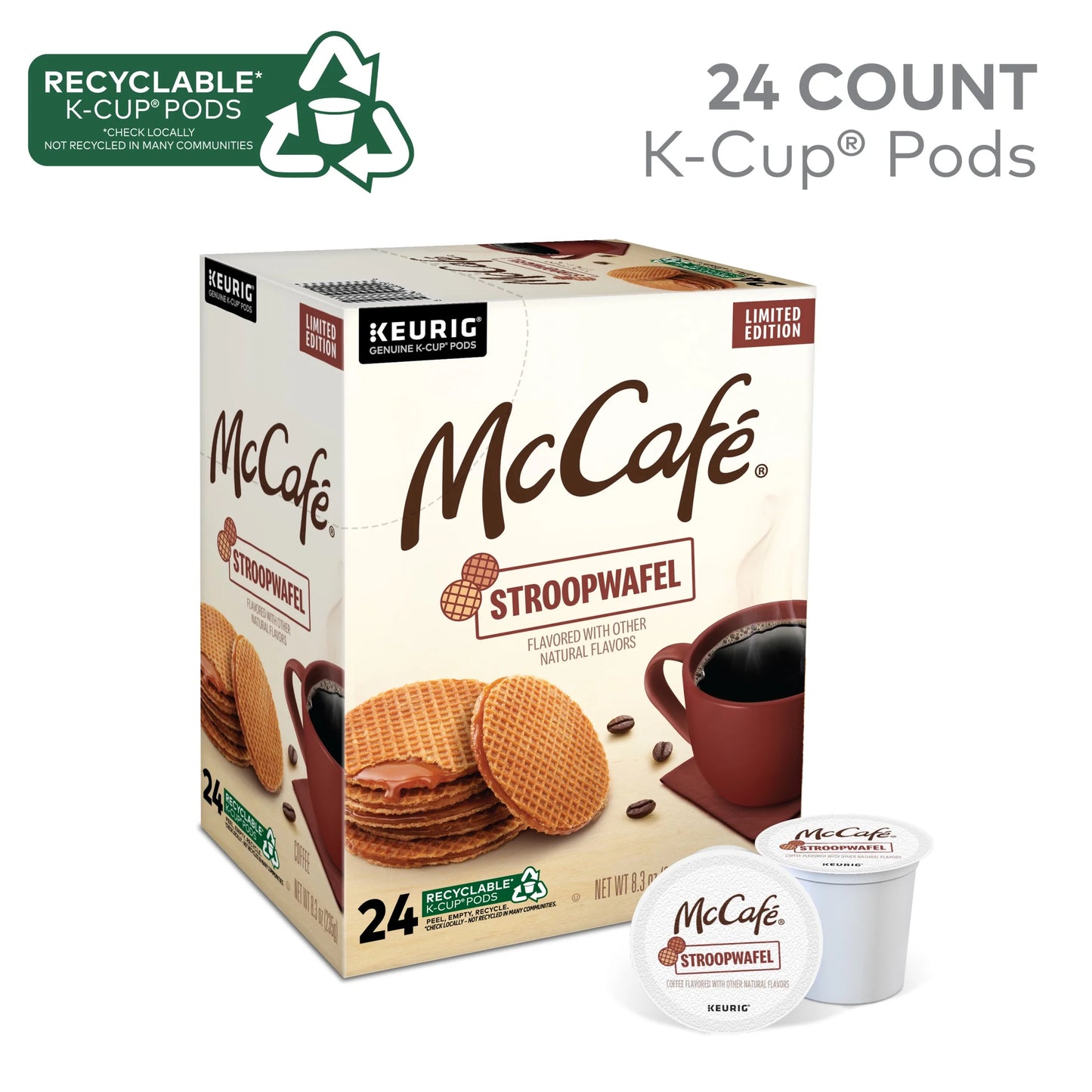 , Stroopwafel Light Roast K-Cup Coffee Pods, 24 Count