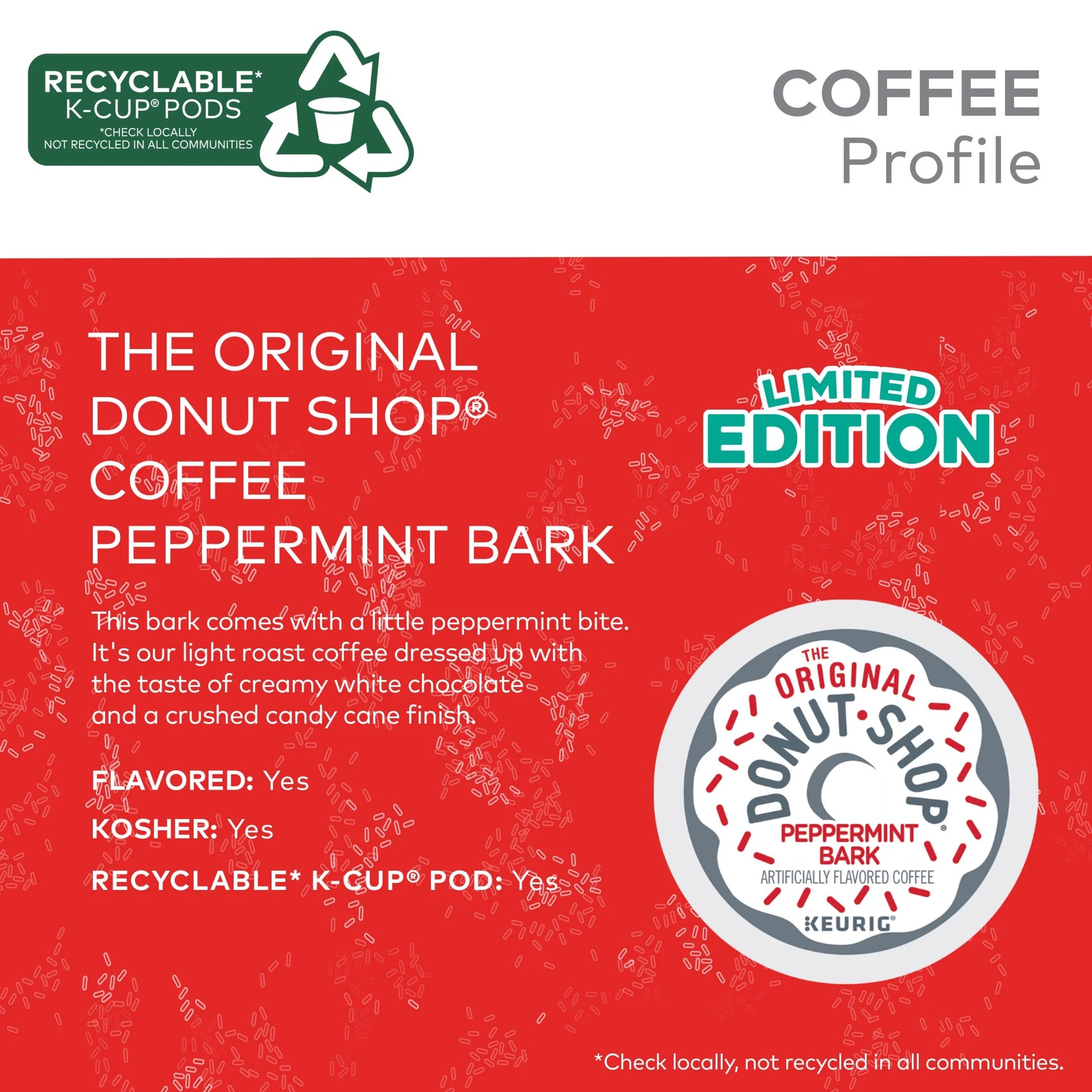 , Peppermint Bark Light Roast K-Cup Coffee Pods, 24 Count