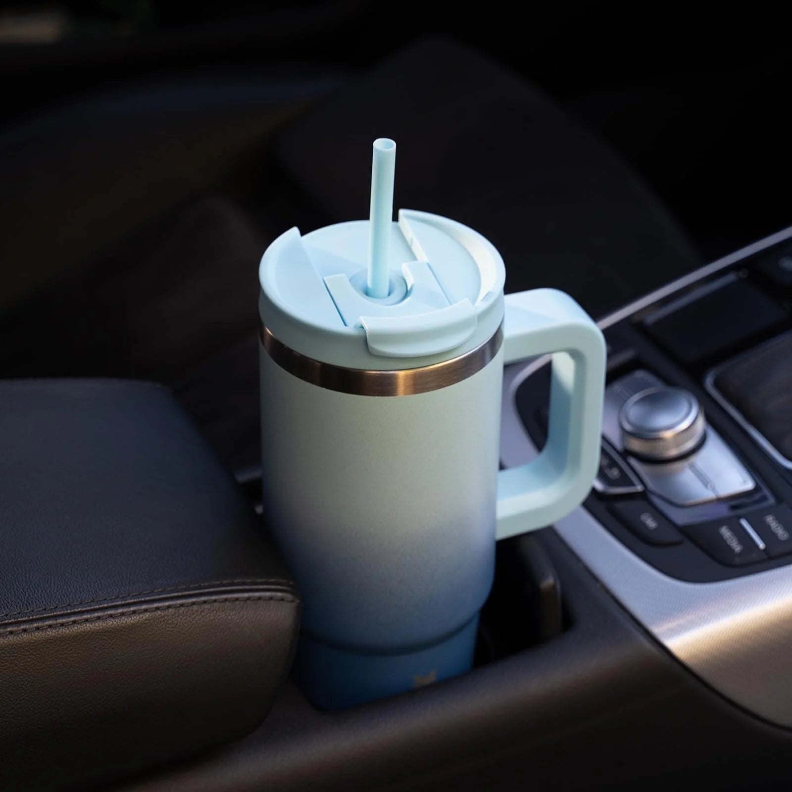 Tumbler with Handle 30 Oz Stainless Steel Insulated Tumbler with Lid and Straw for Water or Ice Coffee,Sky