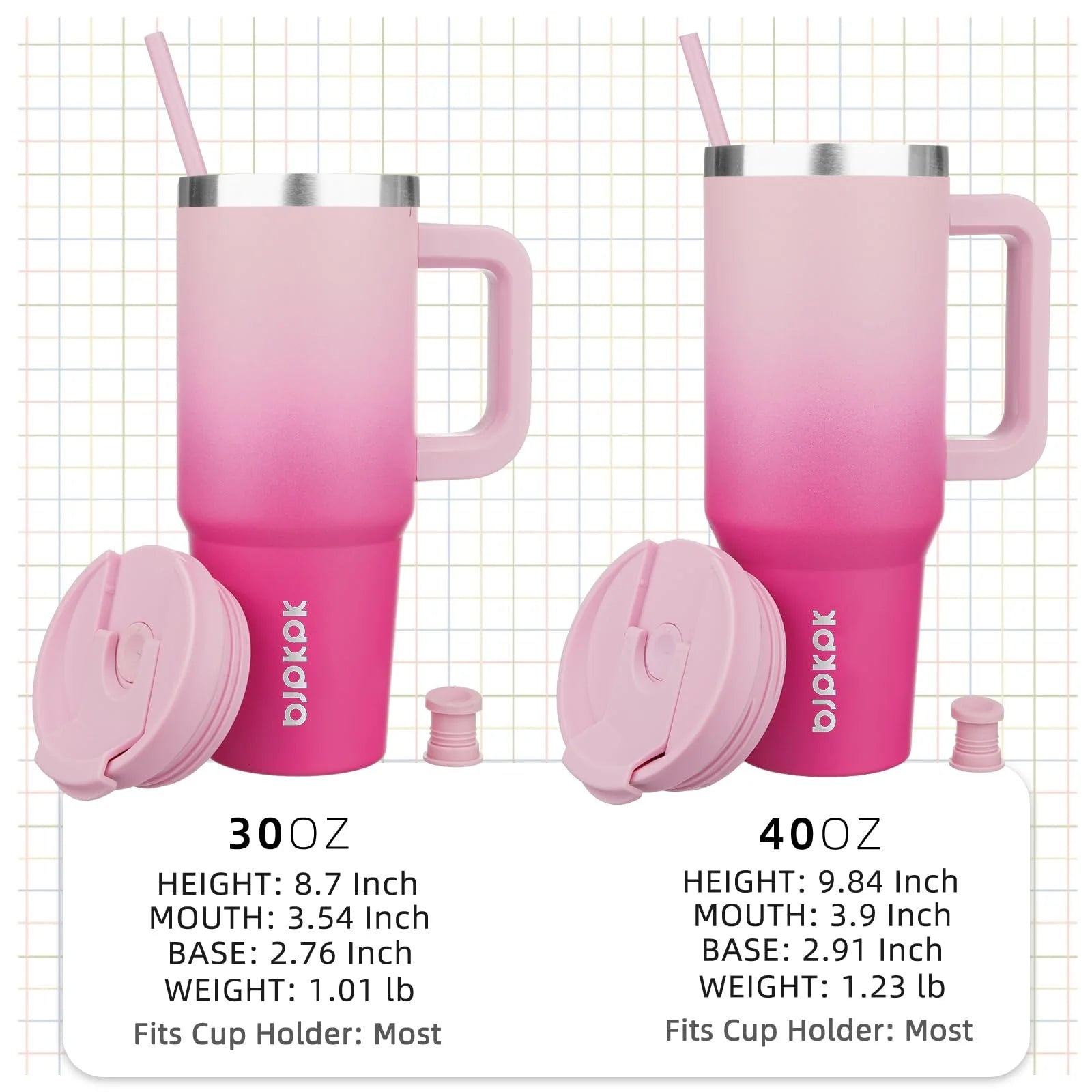 30Oz Stainless Steel Insulated Tumbler with Handle and Lid Straw Travel Coffee Mug Thermal Cup,Cherry Blossom